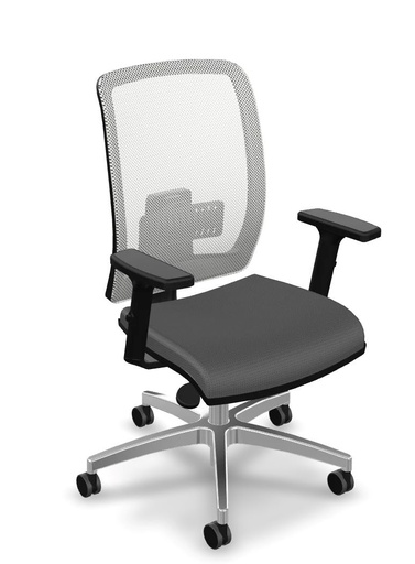 Sedia Operativa, sedile tappezzato con traslatore e schienale alto rete con poggiareni